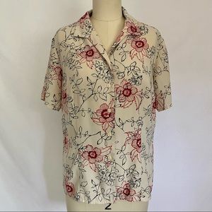 Vintage Laura Scott Floral Button Up Blouse
